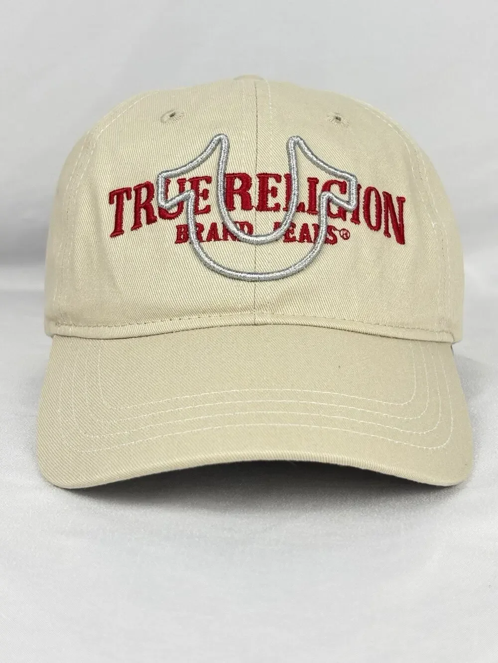 True Religion TR4221 Fog True Embroidery 3D Horseshoe Dad Cap Adjustable OS NWT